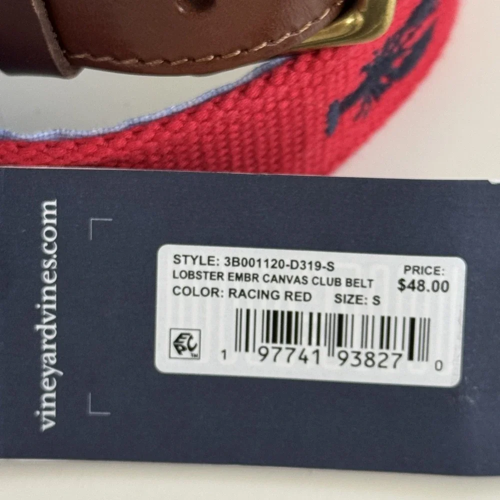 Vineyard Vines Boy's Lobster Embroidered Canvas Club Belt Size‎ S Preppy NEW